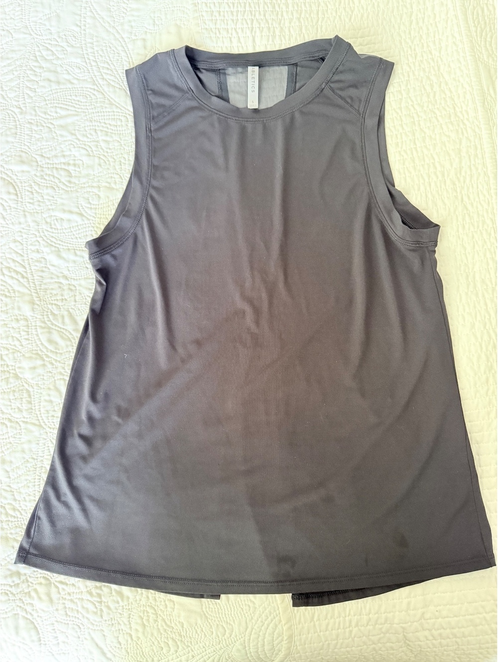 Fabletics Womenโs Small Black Open Back Split Athletic Workout Tank Top S